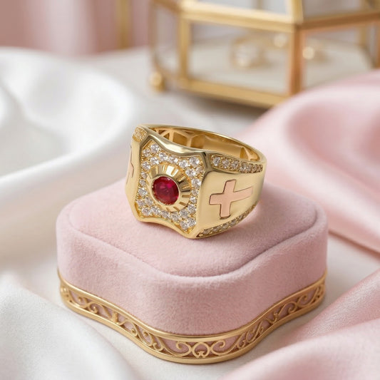 Anillo de Oro con Rubà para Hombre