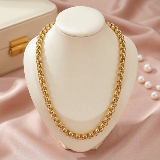 Cadena Rolo de Oro 14K - Eslabones Circulares Pulidos