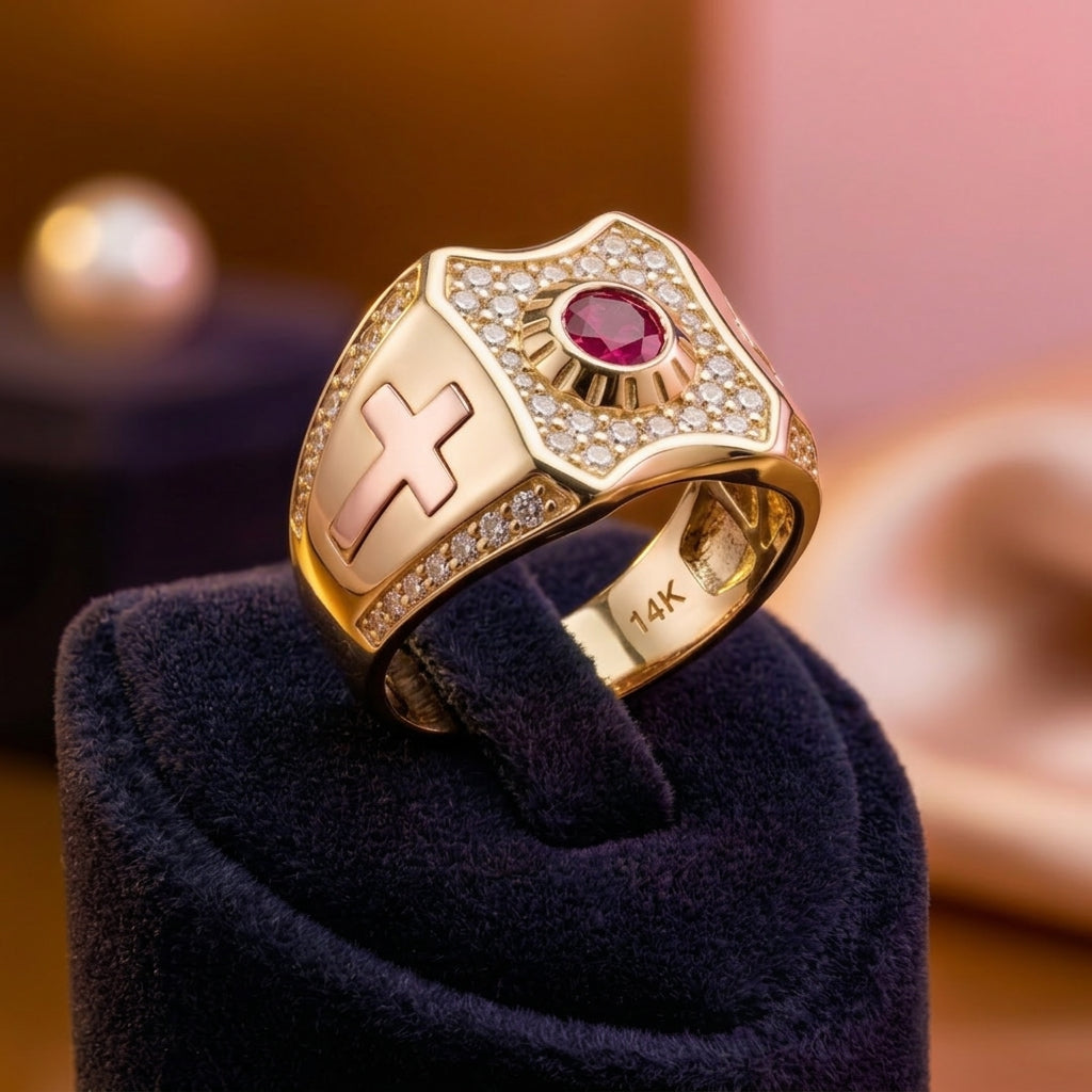 Anillo de Oro con Rubí para Hombre