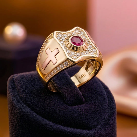 Anillo de Oro con Rubí para Hombre