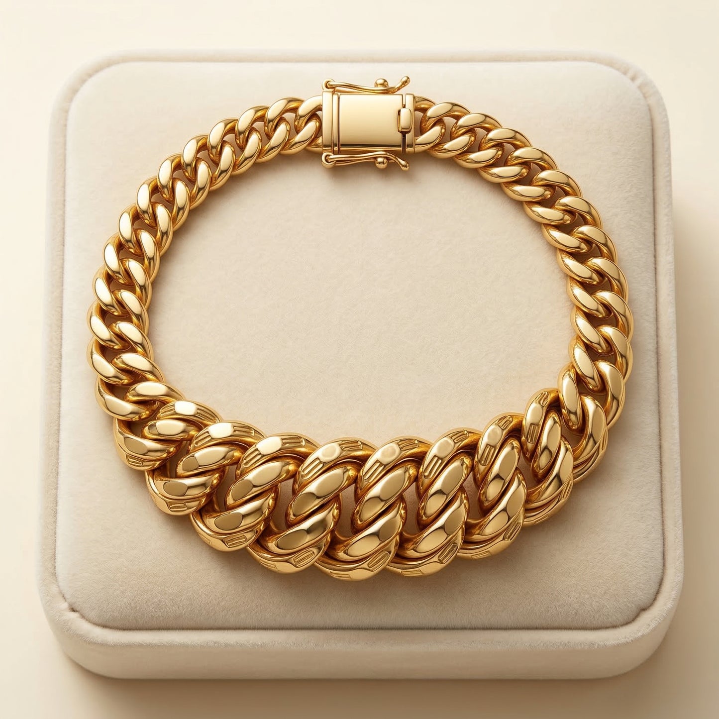 Pulsera Miami Cuban Link Oro 14K Mujer - Eslabones Gruesos Graduados